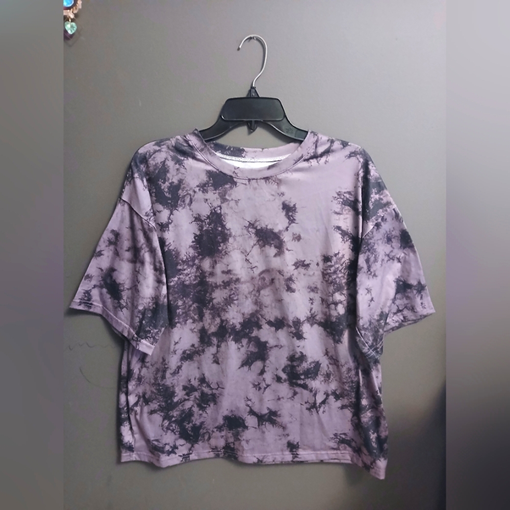 SHEIN Size Large Tie-Dye Women's Top - Black and Gray
